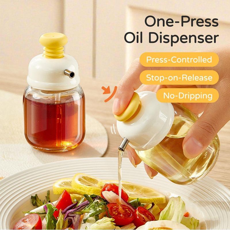 Press-top Glass Oil Bottle,Soy Sauce And Vinegar Condiment Bottle,Home Kitchen Spice Metered Oil Control Bottle