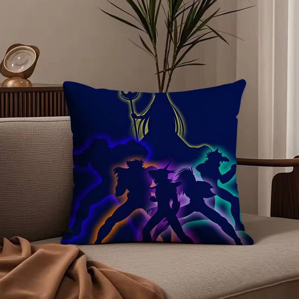 Anime S-Saint S-Seiya Pillow Case Anti-dustmite Pillowcase Invisible zipper silky short plush Sofa cushion cover