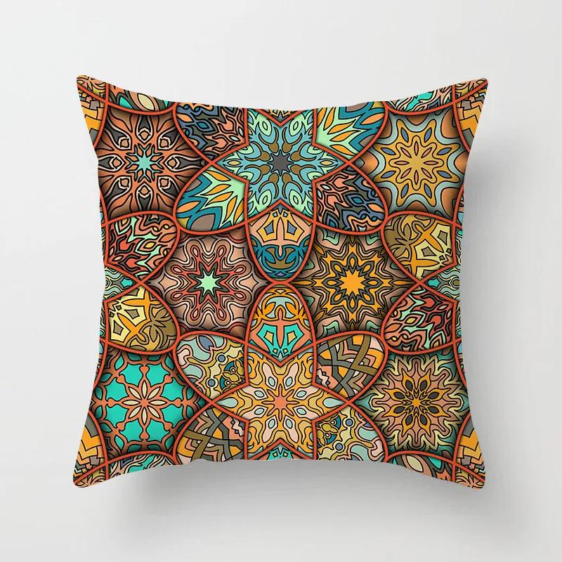 Bohemian Geometric Square Pillowcase Ethnic Retro Sofa Pillow Cover Home Decorative Cushion Cover 45x45cm Throw Pillow Case