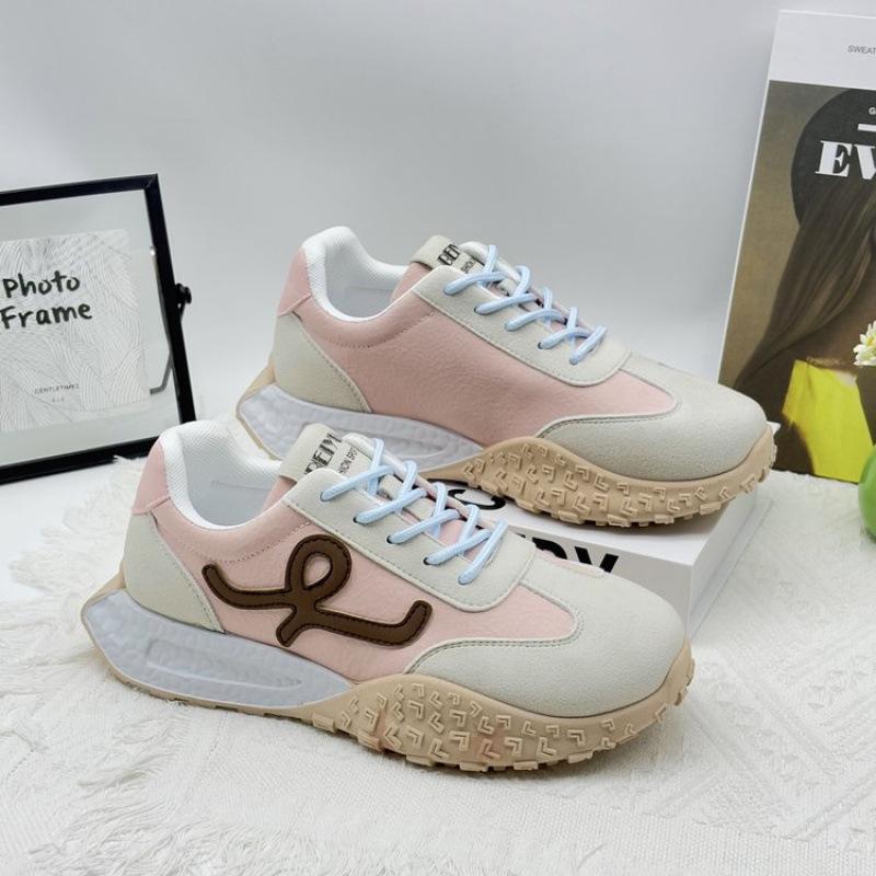 Tide Cool Color Scheme German Training Shoes Women's Leather Platform Small Forrest Gump Shoes Outdoor Sports Board Shoes College Style White Shoes