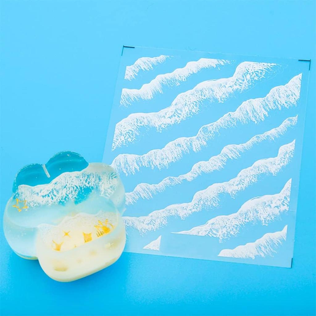 3 Sheets Resin Stickers Ocean Waves Resin Filler Decorative Films Art Supplies Kit Transparente White for Resin Molds Jewelry Making Crafts Scrapbook