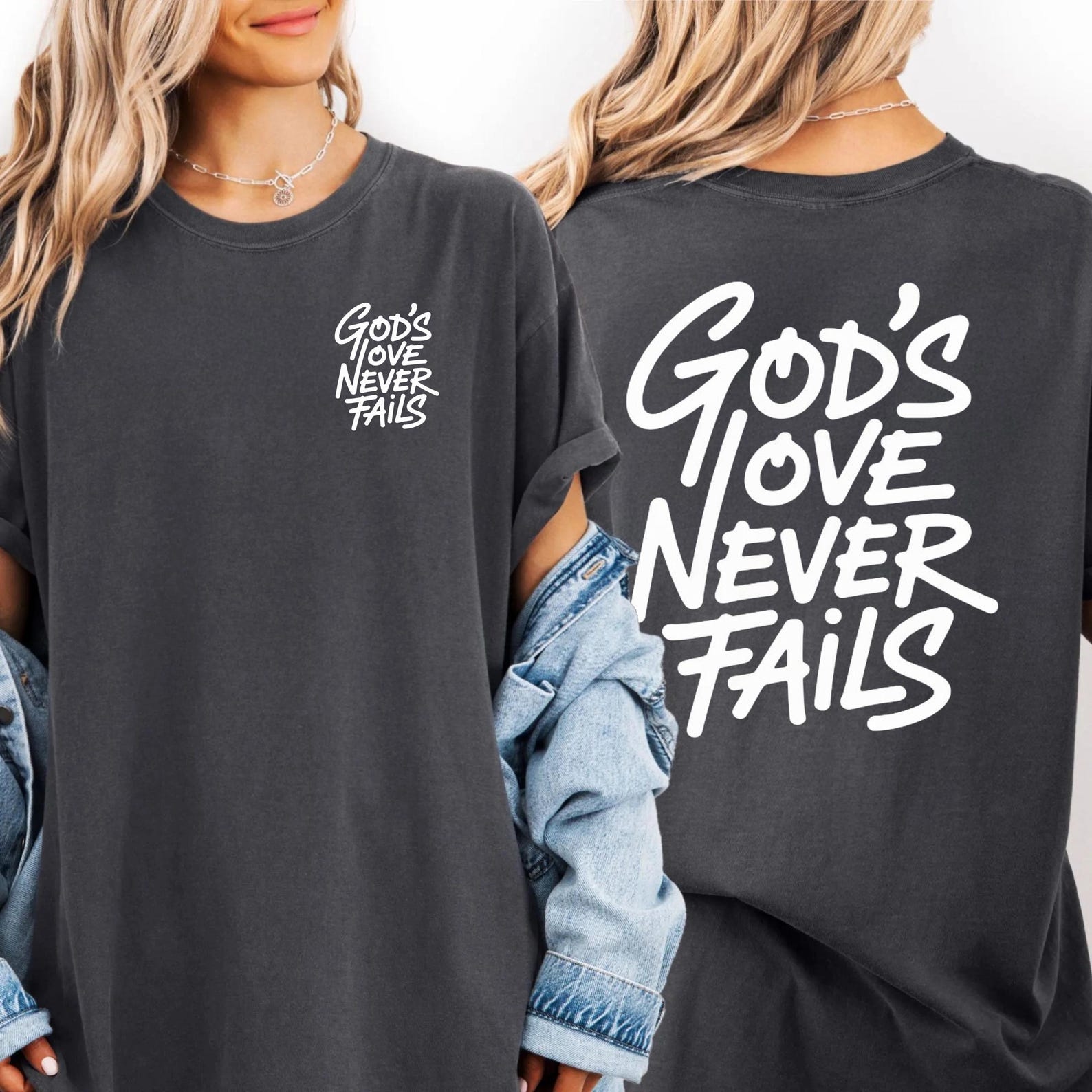 God s Love Never Fails T-Shirt – Christian Encouragement Apparel 3XL