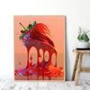 Strawberry Fruit Poster Abstract Red Strawberries Juice Canvas Painting Wall Art for Kitchen Orchard Living Room Home Decor