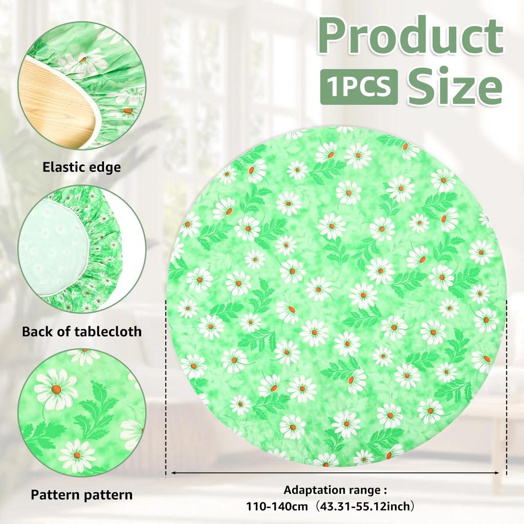 Elastic Round Table Cover PVC Waterproof Oil Proof Round Tablecloth Home Desktop Decoration Dining Table Cover for 110-140cm