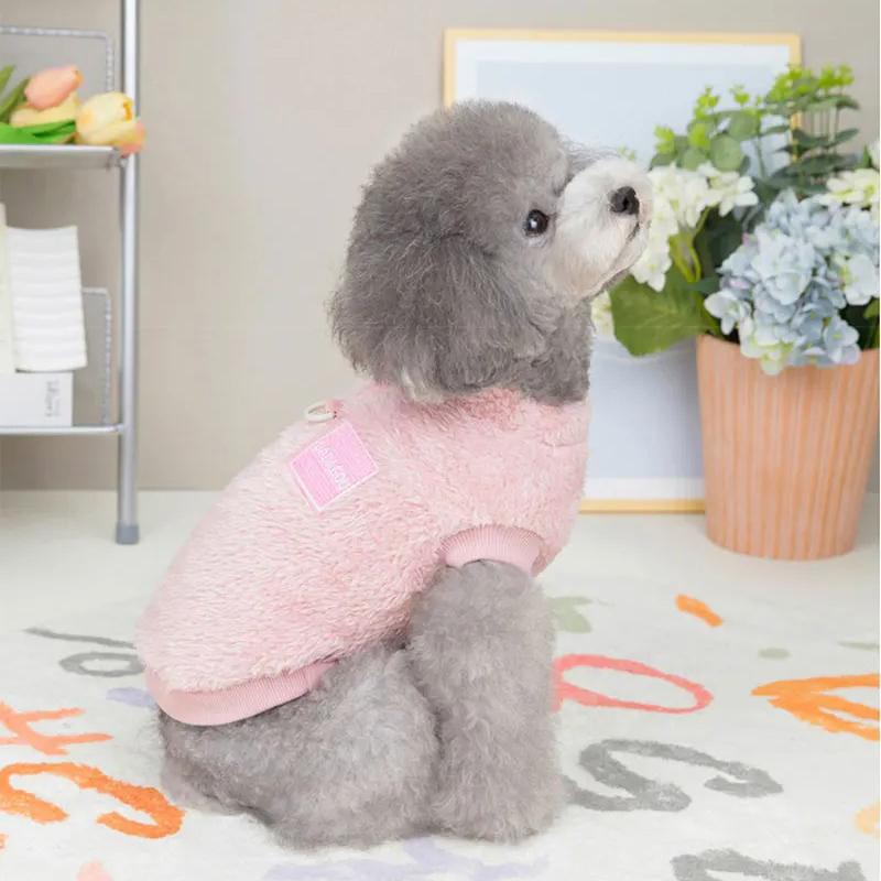 Hundjacka i mjuk korallfleece med D-Ring Hundkläder för små hundar Valpkläder Chihuahua Yorkshire Kläder Djurtillbehör