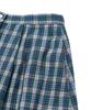 COTTON BELL Button Placket Flare Skirt - Blue Check