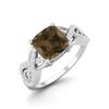 1.86 Ctw Cushion Smoky Quartz 925 Sterling Silver Twisted Shank Women Wedding Ring