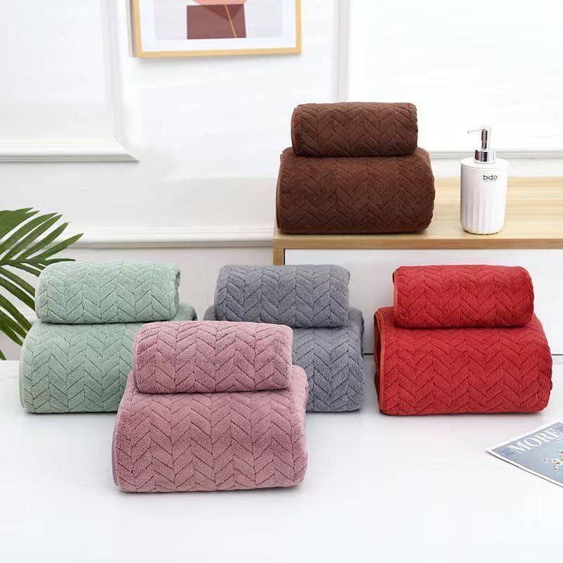 Wheat Ear Coral Fleece Towel Set: Soft, Quick-Drying, and Highly Absorbent Bath Towels for Home Use