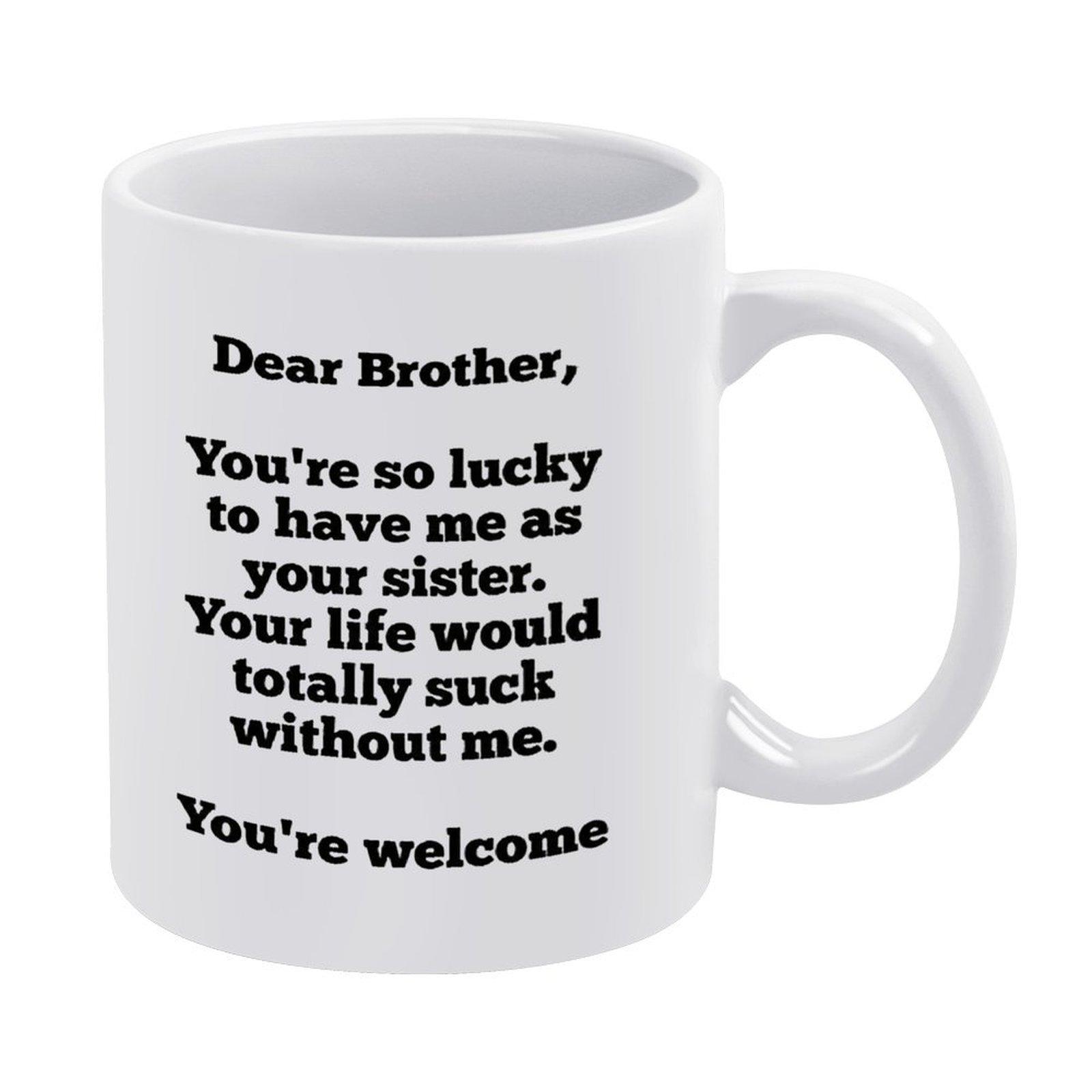 

1pc 11oz White Ceramic Mug, Double-Sided Funny Print, Heat Resistant Coffee Cup, Smooth Lip, Perfect Gift for Friends, Family and Coworkers