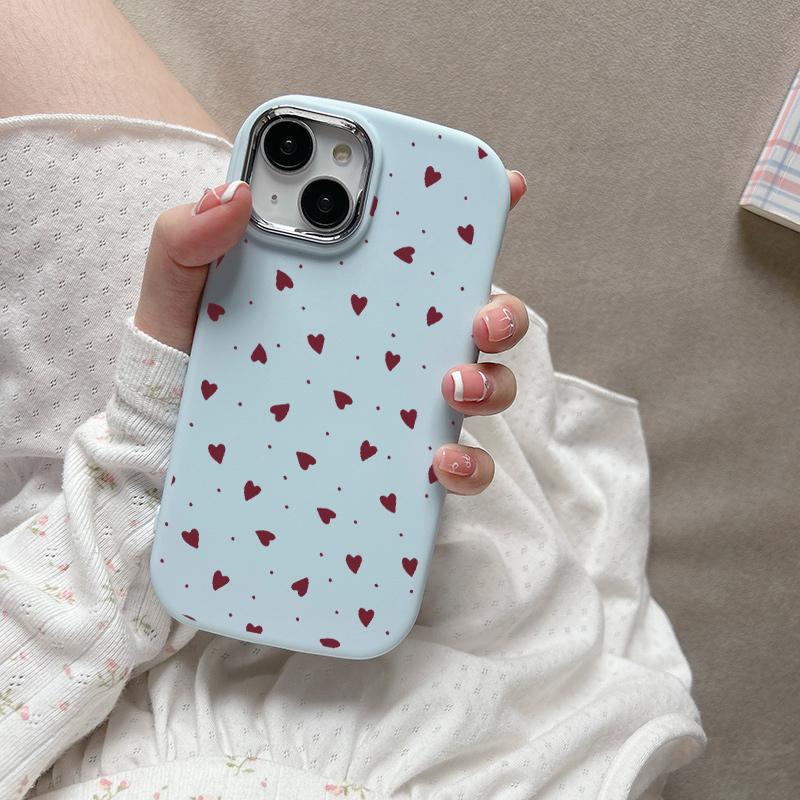 Phone Case for Huawei Honor 600 LIte 5G 50 Nova 10 7 9 SE P30 Pro Red Polka Dot Love Heart Silicone Plating Metal Lens Cover