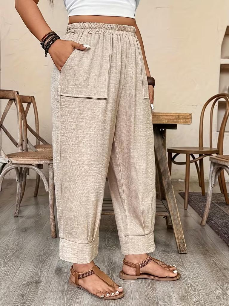 Women's Plus Size Casual Wide Leg Pants Loose Fit for Daily Wear