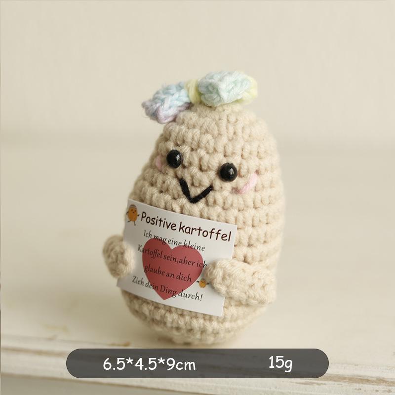 Mini Positive Energy Potatoes Hug Pocket Handmade Plush Wool Knitting Doll With Card Funny Christams Gifts Home Room Decoration