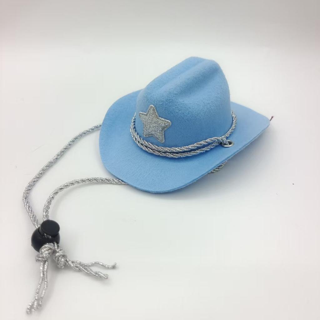 Pet Cowboy Hat Pentagram Gold Wire Silver Thread Chin Rope Cat Cowboy Hat Holiday Party Western Cowboy Hat
