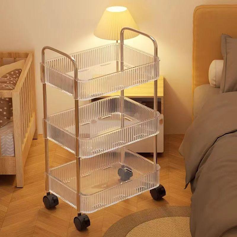 Transparent Snack Storage Rack Cabinet Kitchen Trolley Multi-layer Movable Floor Beauty Salon Special Trolley