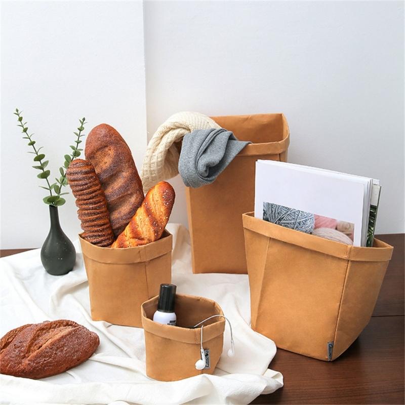 Multipurpose Foldable Kraft Paper Bags for Vegetables and Snacks Portable and Waterproof Convenient for Easy Carrying