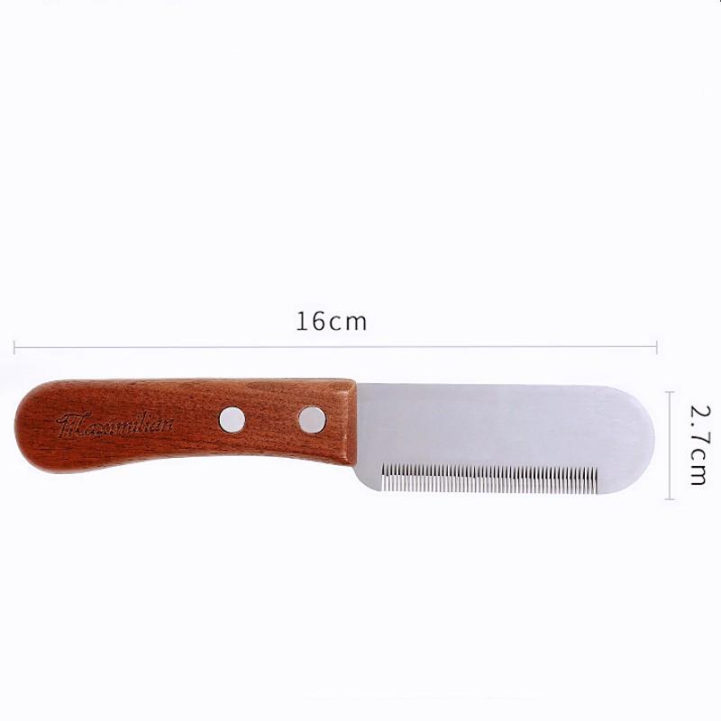Dog Comb Knife Dogs Brush Wooden Handle Dog Hair Comb Pet Grooming Stainless Steel Knife Combs for Dogs Hair Shaving Brushes