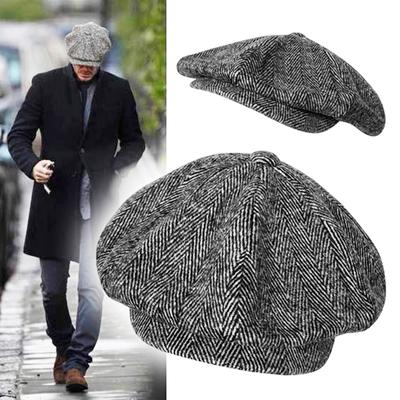 Cappello in morbida lana berretto da strillone uomo grigio a spina di pesce berretto piatto donna uomo pittore britannico cappello morbido autunno inverno cappelli berretto ottagonale BLM09