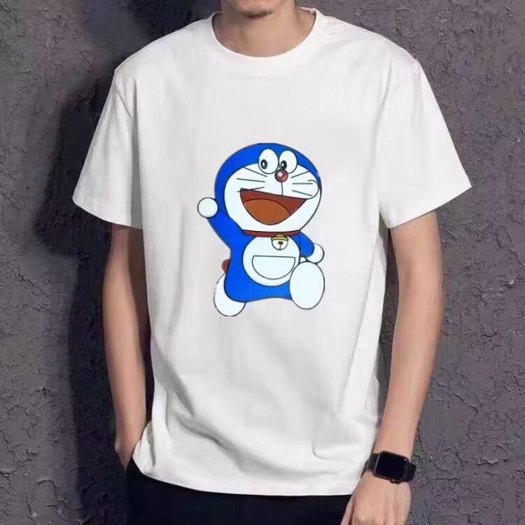 

M-5XL, мужская модная футболка, свободные топы с круглым вырезом, модная универсальная футболка с мультяшным анимационным принтом L белый