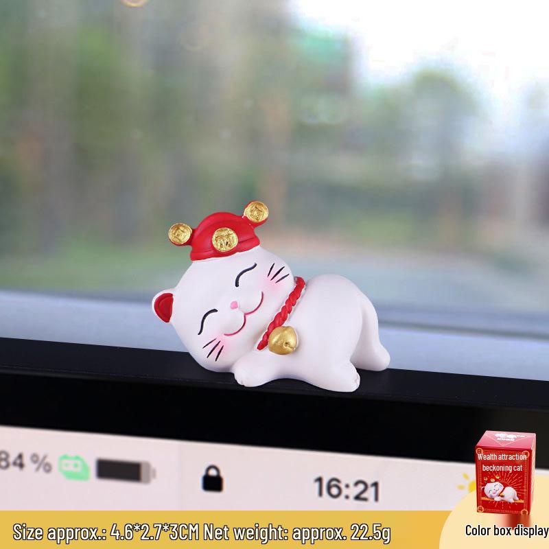 Wealth-Attracting Beckoning Cat Car Ornament - Central Control Screen Decoration Doll