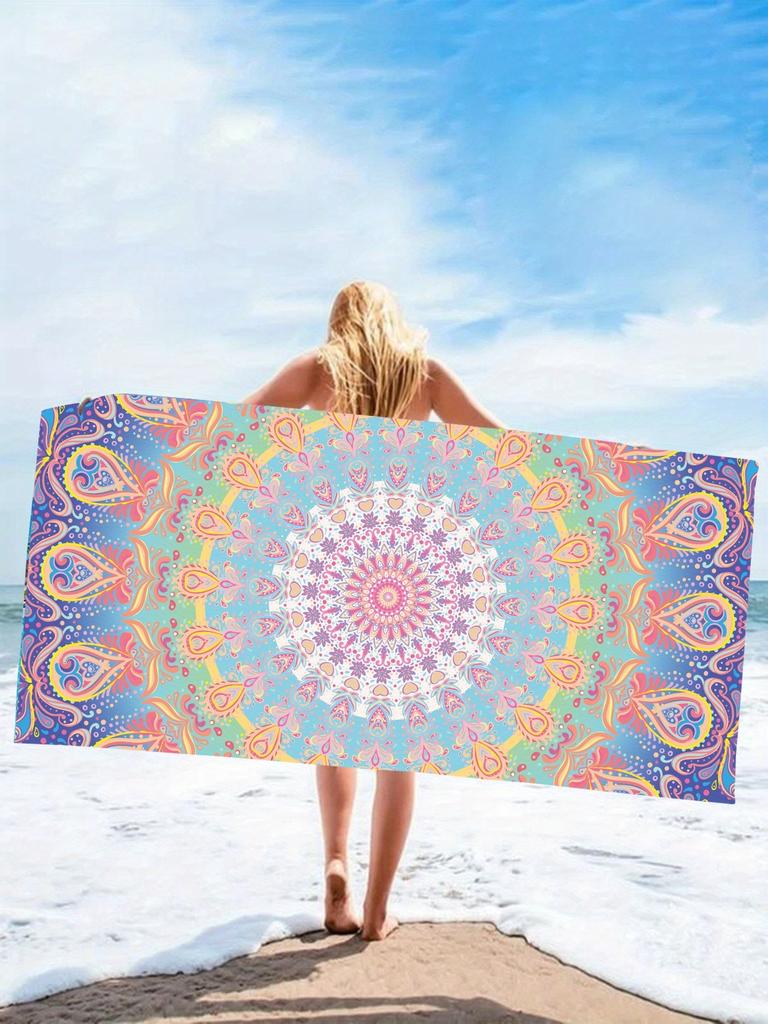 1PC Mandala Pattern Beach Towel for Abuela Abuelo Mama Papa Festival Day Birthday Quick-Dry Towel For Bath Yoga Tourism Swimming