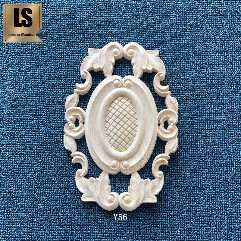

European Style Solid Wood Carved Decorative Flower Piece for Cabinet and Wardrobe Type Y56 21x14cm (65g)
