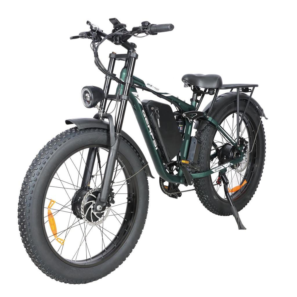 Bicicleta Elétrica de Motor Duplo Baolujie DP-2603-SJ 1500*2 Bateria 52V35AH Pneu Largo Todo-Terreno Aro 26 Bicicleta E-Mountain Bike Para Adulto