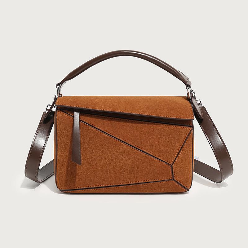 2024 Spring/Summer New Women's Bag Mini Geometric Bag Soft Leather Pillow Bag Single Shoulder Crossbody Bag Patchwork Quilted Handbag