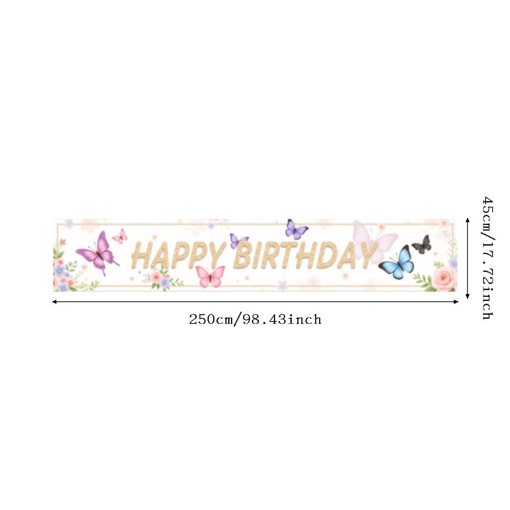 Polyester Material  Banner  Floral Birthday Banner  Birthday Banner for Party Decoration Holiday Event Indoor