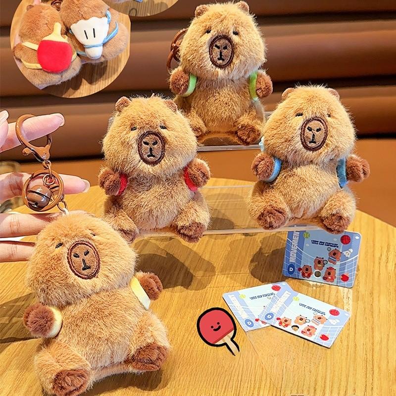 Jinnew Tennis Table Badminton Tennis Backpack Capybara Plush Pendant Keychain