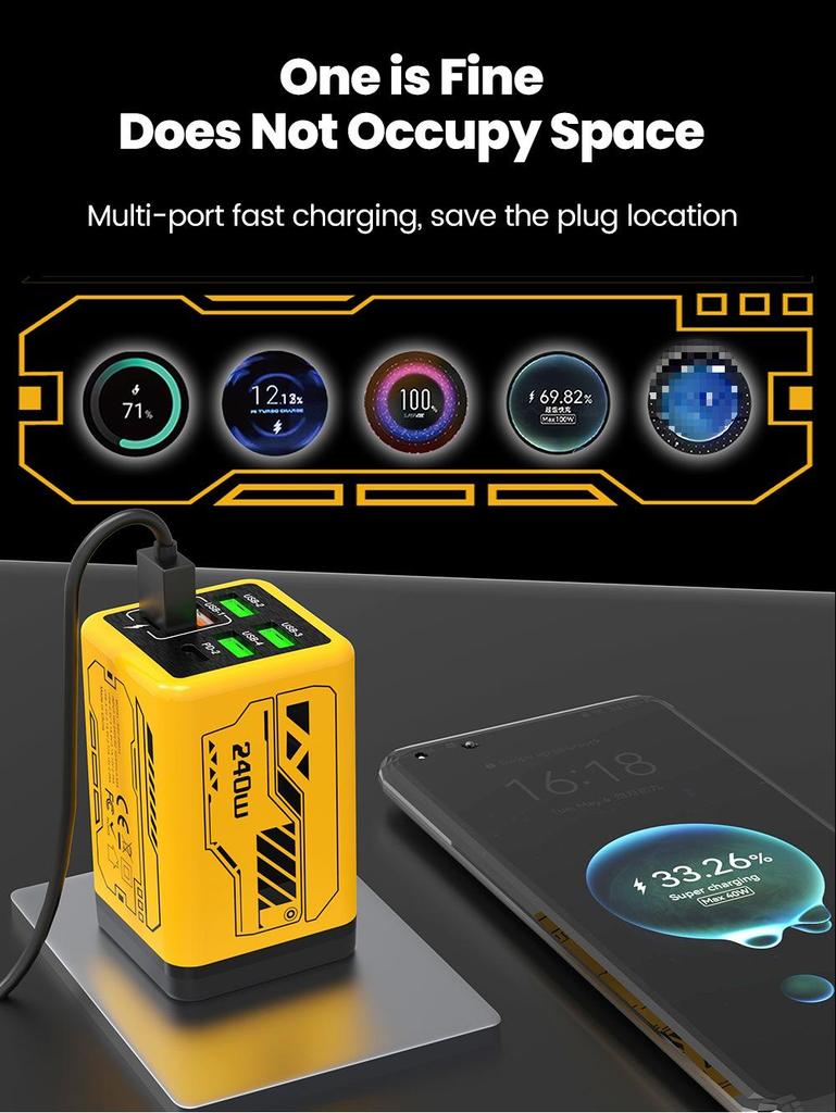 240W Multi-Port Smart Travel Charger with 4 USB-A & 2 USB-C PD Ports