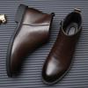 Chelsea Boots for Man Autumn Winter Leather Men's Boots British Style High Top Shoes Trendy Versatile Warm Leather Boots Man 46