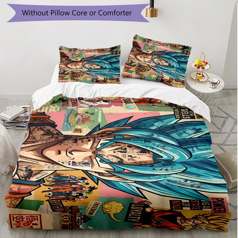3pcs Duvet Cover Set (1*Duvet Cover + 2*Pillowcase, Without Core), DRAGON BALL Print Soft All‑Season Bedding Set, Home Bedroom Decor Gift