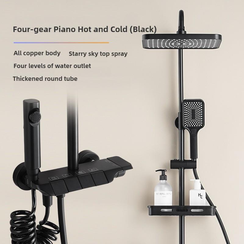 Kupfer Duschkopf Set Haushalt Badezimmer Konstante Temperatur Digitalanzeige Dusche Booster Regendusche