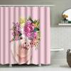 Cute Pig Shower Curtain Farmhouse Bathroom Decor Floral Animal Pattern Waterproof Fabric Washable Liner