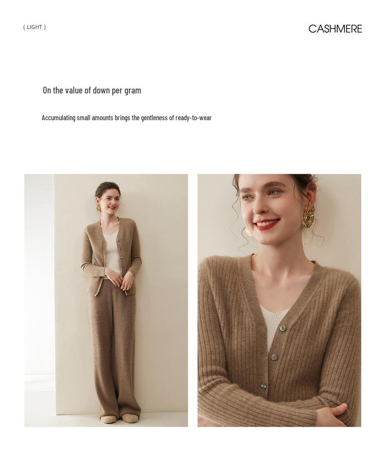 Women's 100% Pure Cashmere V-Neck Cardigan Sweater - Short Knitwear for Autumn/Winter