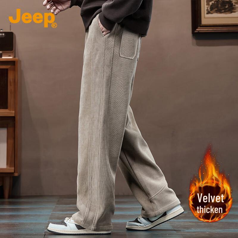 JEEP Men's Fleece-Lined Straight-Leg Casual Trousers