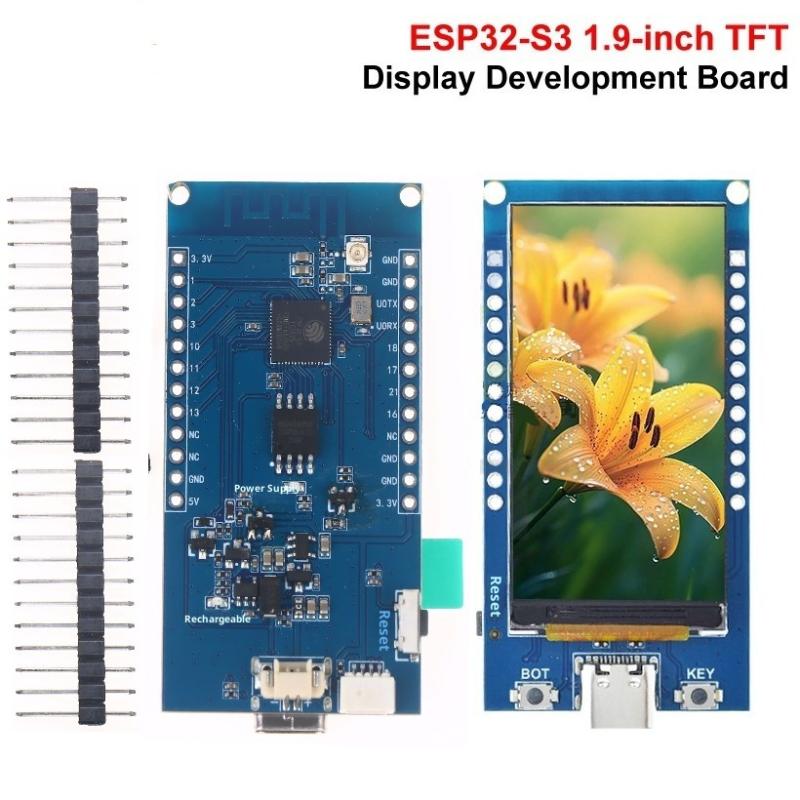 1 Stück Esp32-S3 Entwicklungsplatine mit Flash 1,9-Zoll LCD-Display Wifi Bt 5.0 Drahtlosmodul 170X320