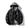 Basic hooded trendy cotton clothes men's winter new trendy brand couple loose coat winter fake two coats