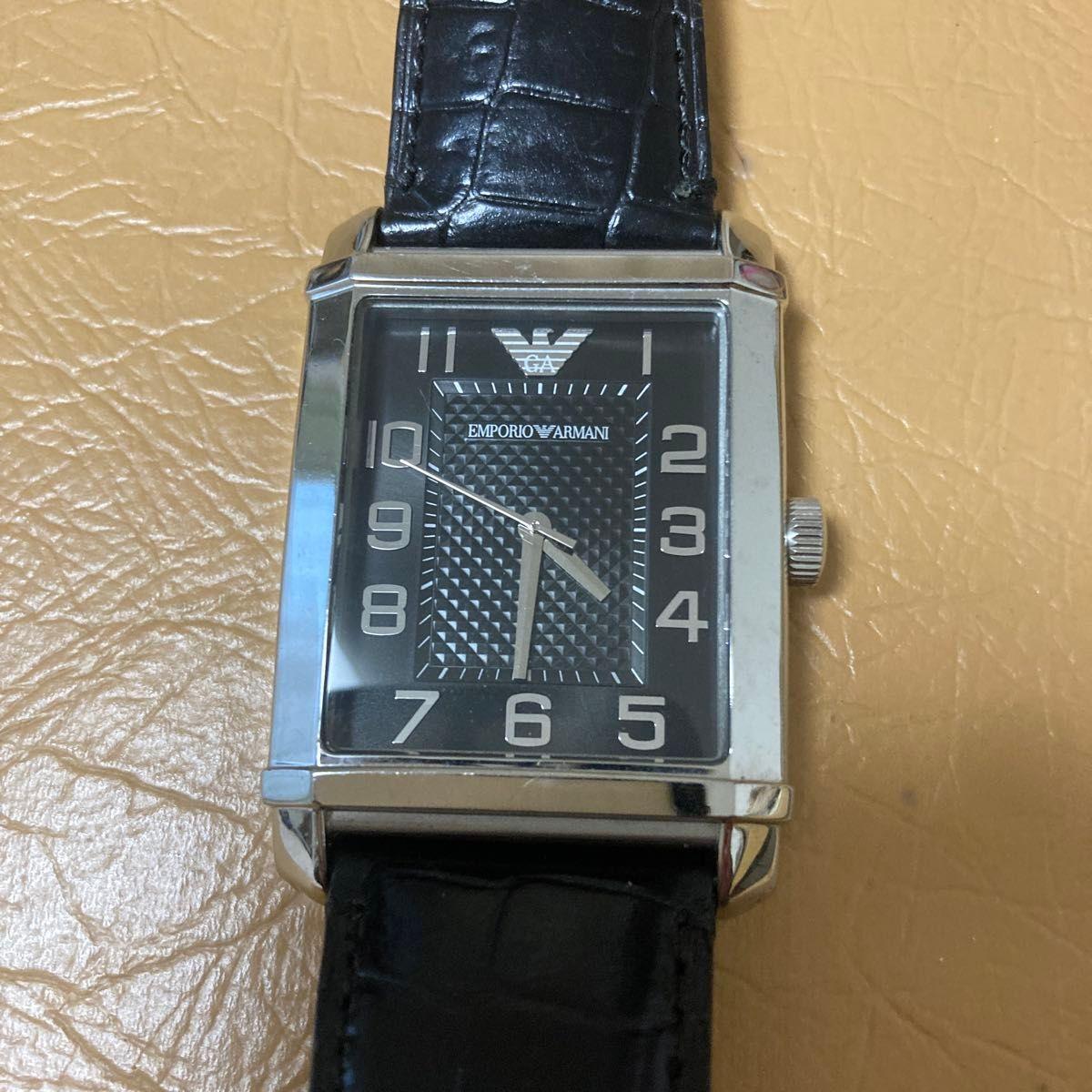 Used EMPORIO ARMANI Square Quartz AR0362 (new battery replacement working item)