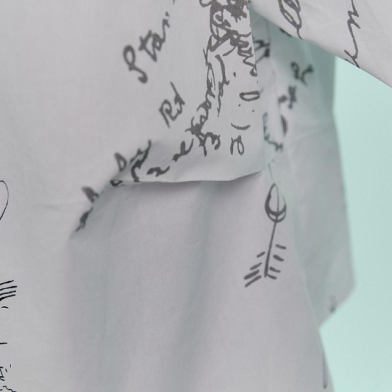 MAXZA Croquis Print Volume Sleeve Shirt Blouse Zc06qb021on
