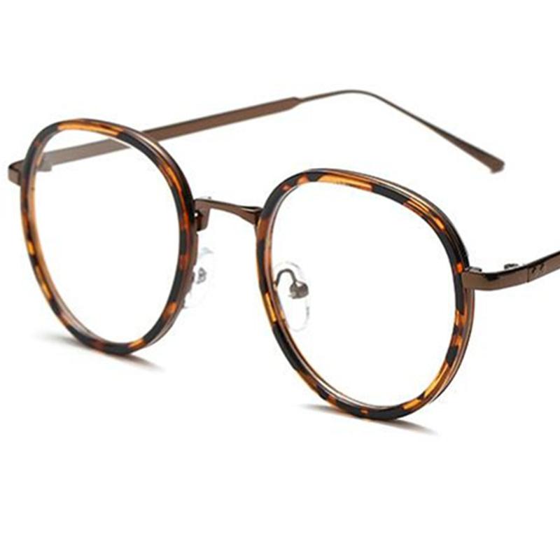 Fashion Optical Glasses Unisex Retro Round Frame Eyeglasses Alloy Temples Spectacles Simplity Clear Lens Eyewear