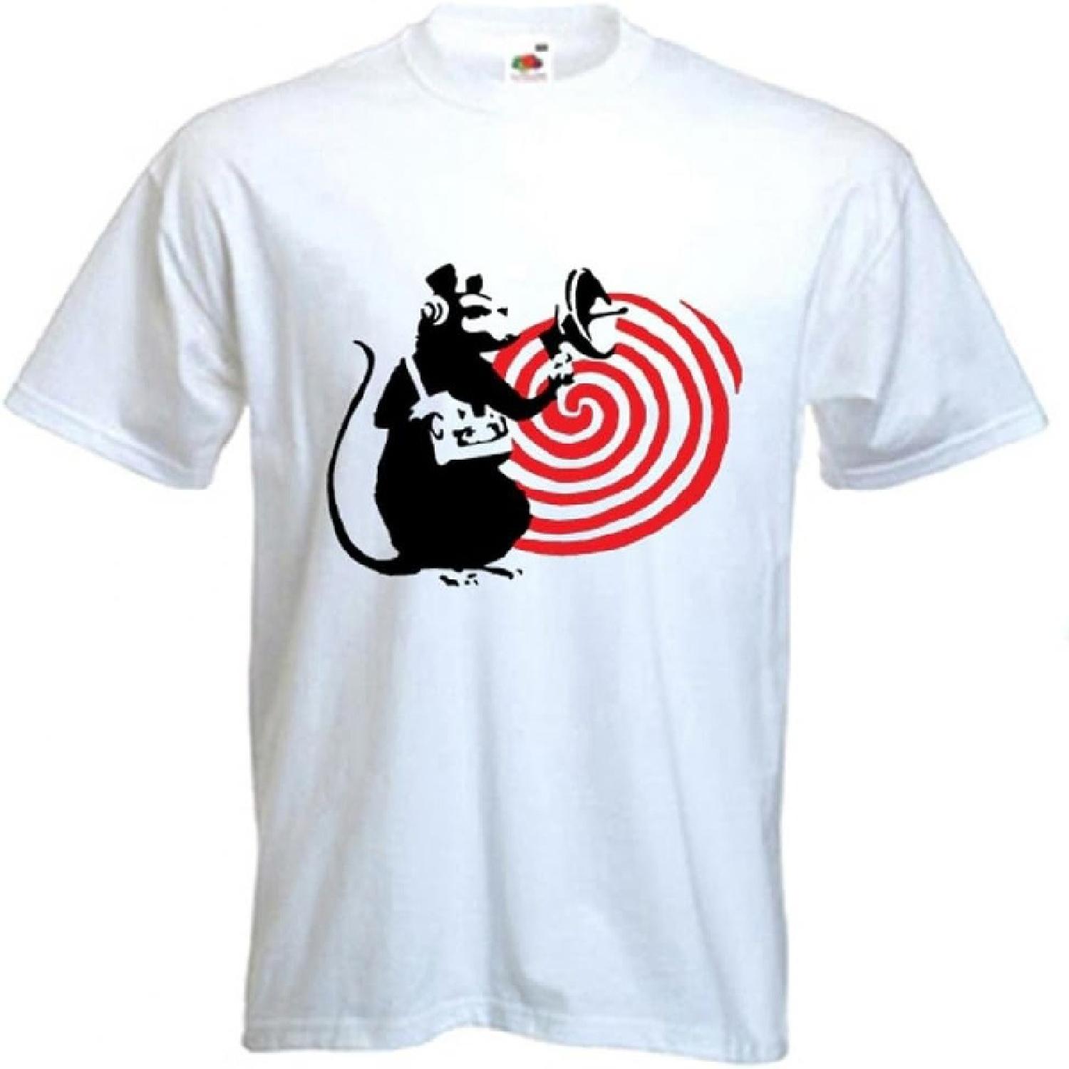 Tribal T-Shirts Men s Banksy Speaker Rat T-Shirt XXXXXL белый