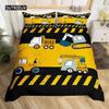 Kids Equipment Trucks Duvet Cover King Boys Cartoon Car Bedding Set Construction Highway Comforter Cover Set