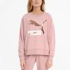 Puma Ess Sports Casual Color Block Logo Round Neck Pullover Sweatshirt Women Sweatshirt Pink 531382-15
