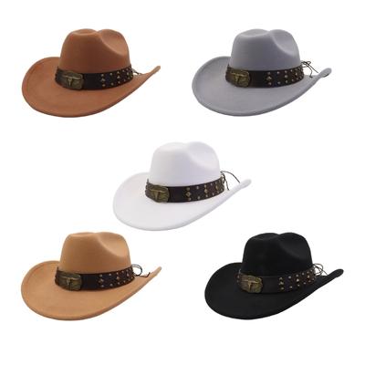 Ethnic Vintage Cowboy Hats Wide Brims Sun Protections Breathable Polyester Summer Outdoor Hat For Music Festivals
