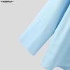 INCERUN Men Tie Lapel Neck Long Sleeve Solid Buttons Up Casual Oversized Shirts