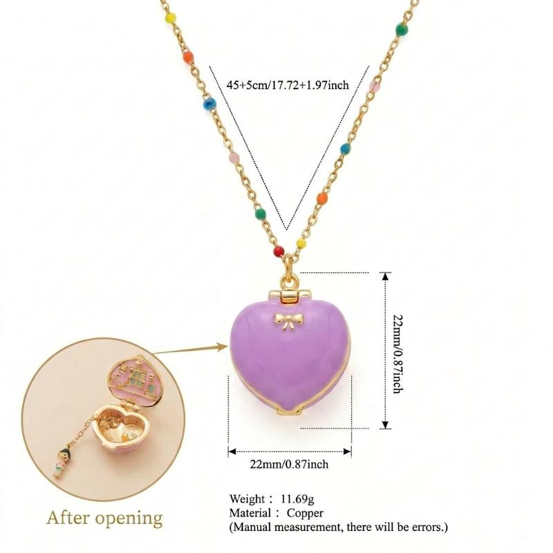 Cute Enamel Star Locket Necklace Open Ring With Hidden Mini Doll Gold Plated Chain For Girls Daily Wear Birthday Gifts