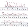 12pcs Red Flip Hook Tube Anti Unhooking, Specially Designed For Carp Fishing With Three Curved Handles, High Carbon Steel Sharp Fish Hook Fishing Gear