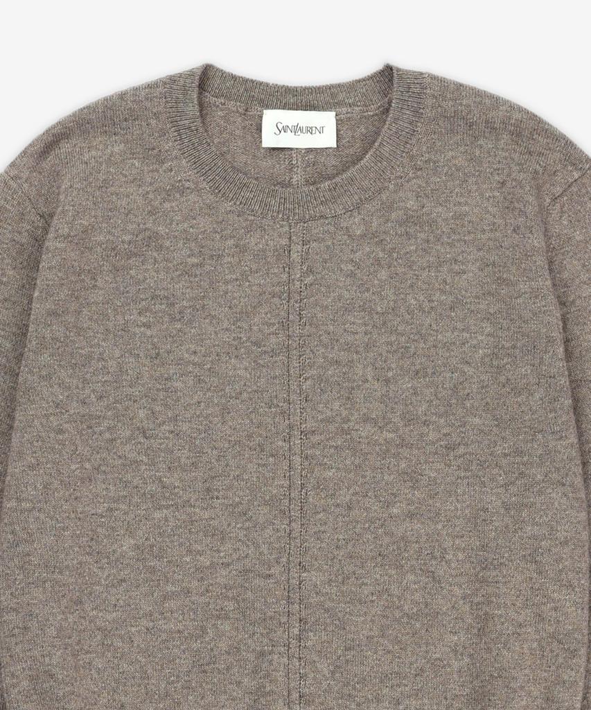 SAINT LAURENT Cashmere Openwork Round Neck Knit - Taupe / 808069Yall22353