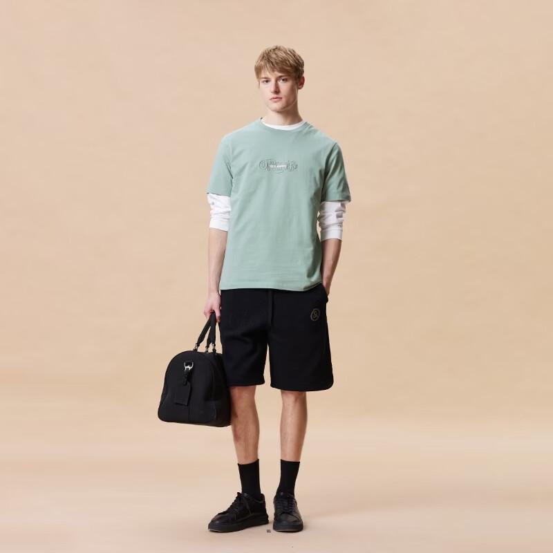 JACK&JONES Men's Letter Embroidered Short Sleeve Round Neck T-Shirt